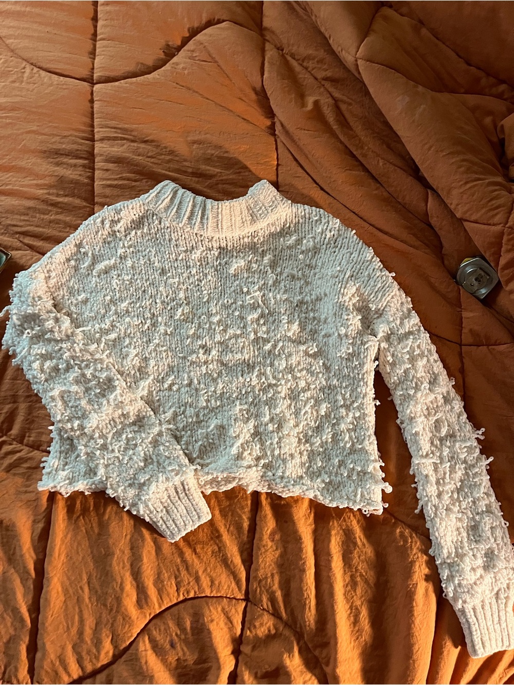 Urban Outfitters Bouclé Avant-Garde Textured Knit Cropped Turtleneck Sweater XS
